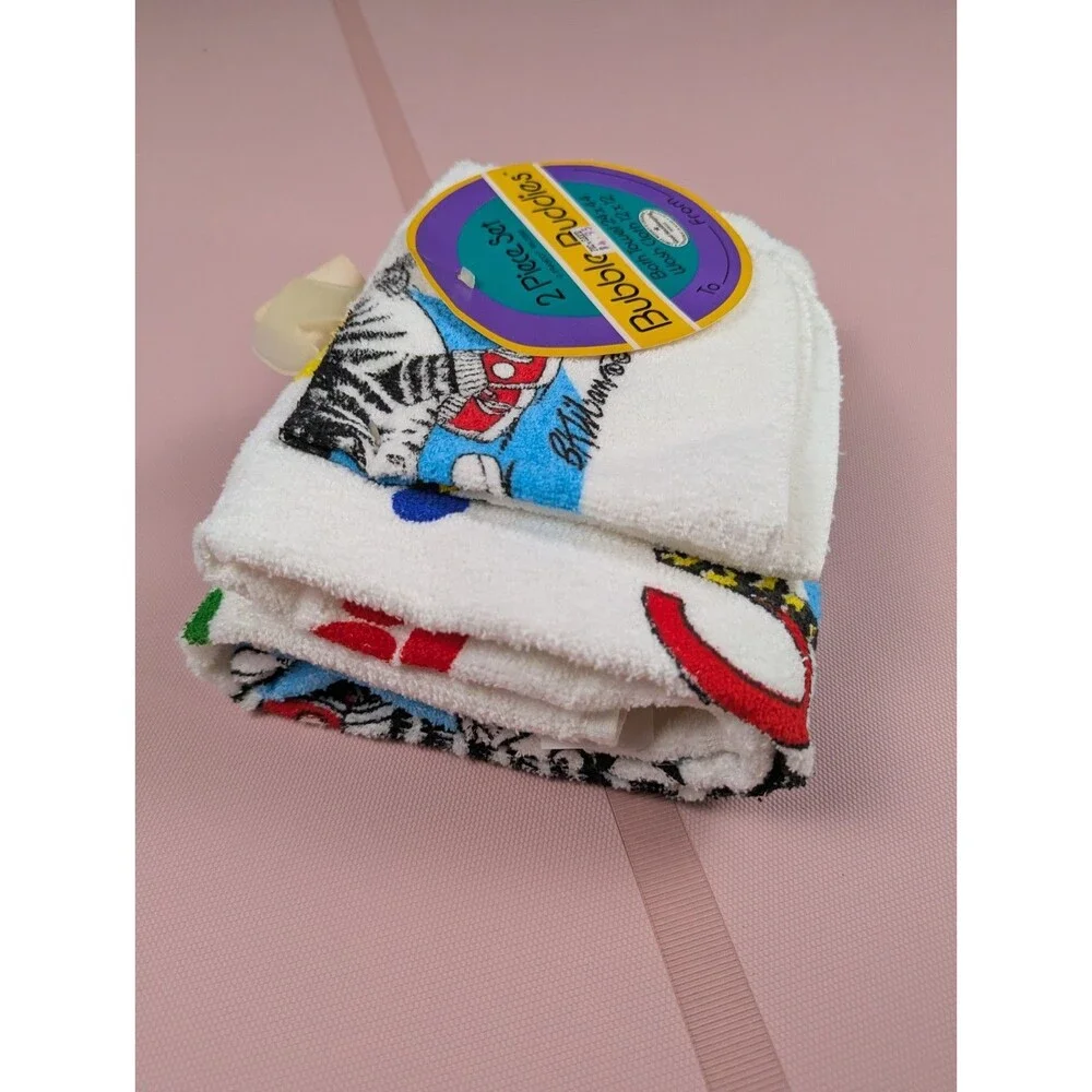 NWT Vintage Kliban Cat Walk Bath Towel Set Washcloth 2-Piece 80s Collectible USA